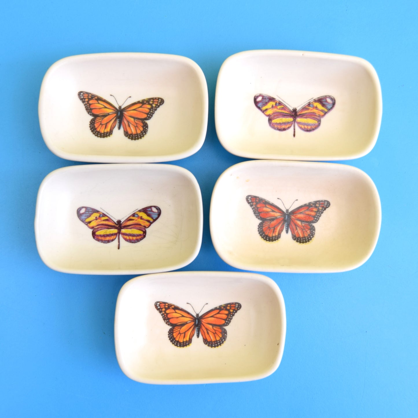 Vintage 1950s Butter Dishes - Butterflies x5