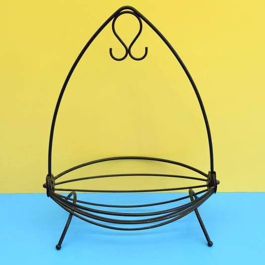 Vintage 1960s Atomic Metal Fruit Bowl - Black