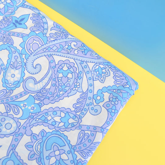 Vintage 1960s Double Bedding - Flower Power - Blue / Mint
