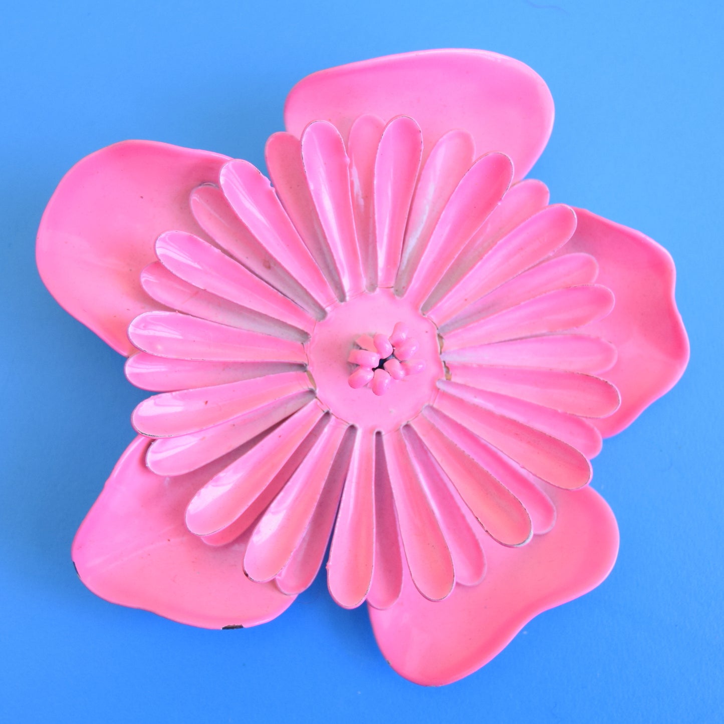 Vintage 1970s Enamel Brooch Pins - Flower Designs - Pink Mixed