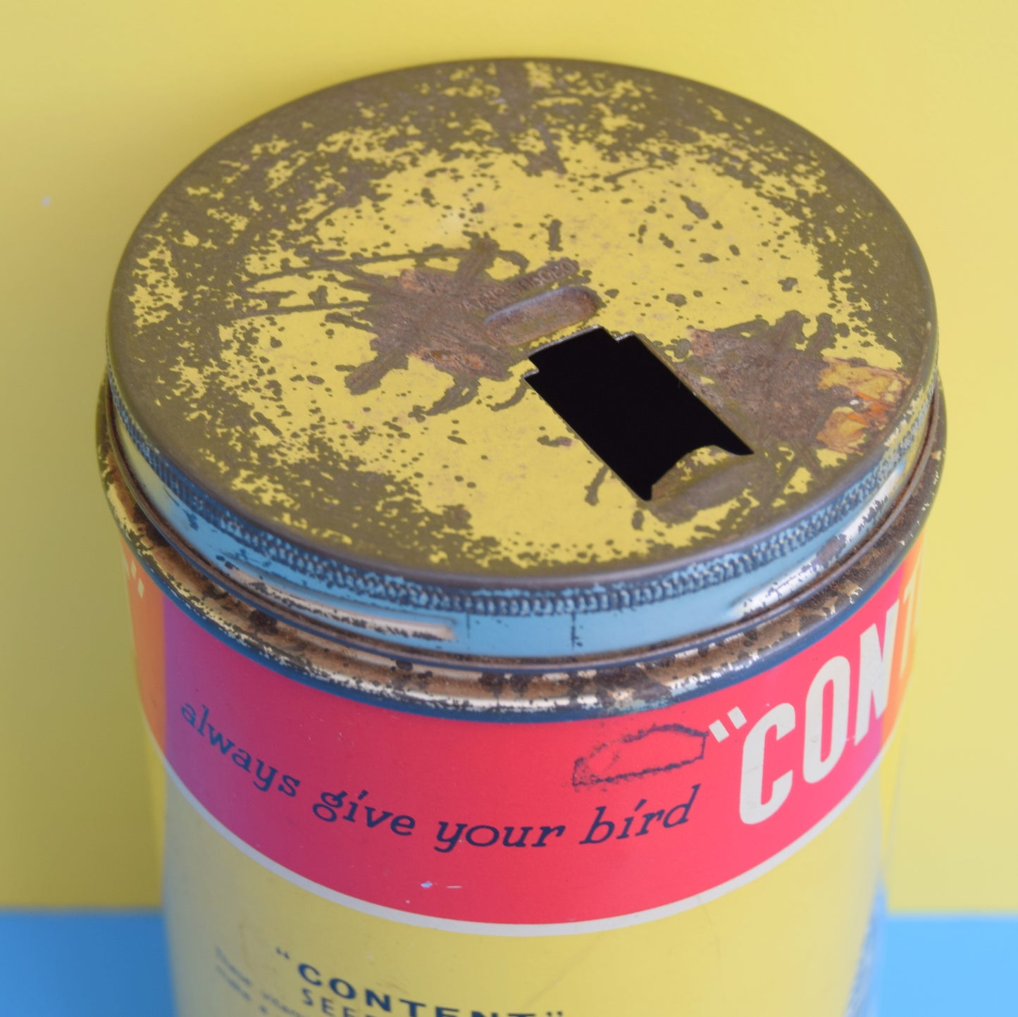 Vintage 1950s Budgie Seed Tin / Bird Seed