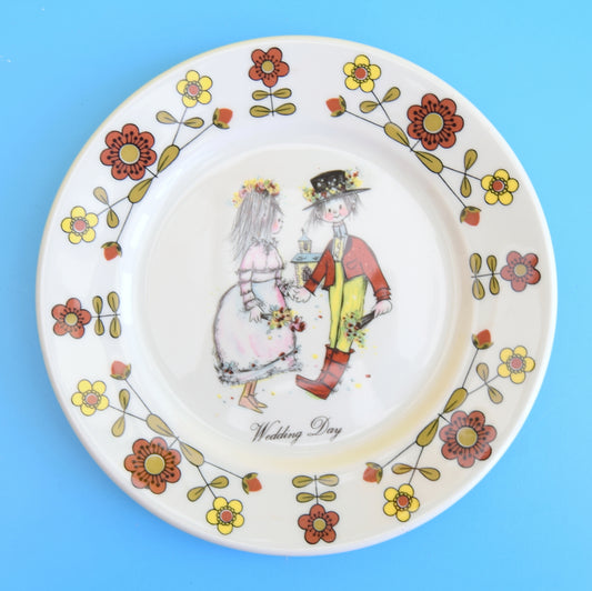 Vintage 1970s Wedding Plate - Flower Power - Marion