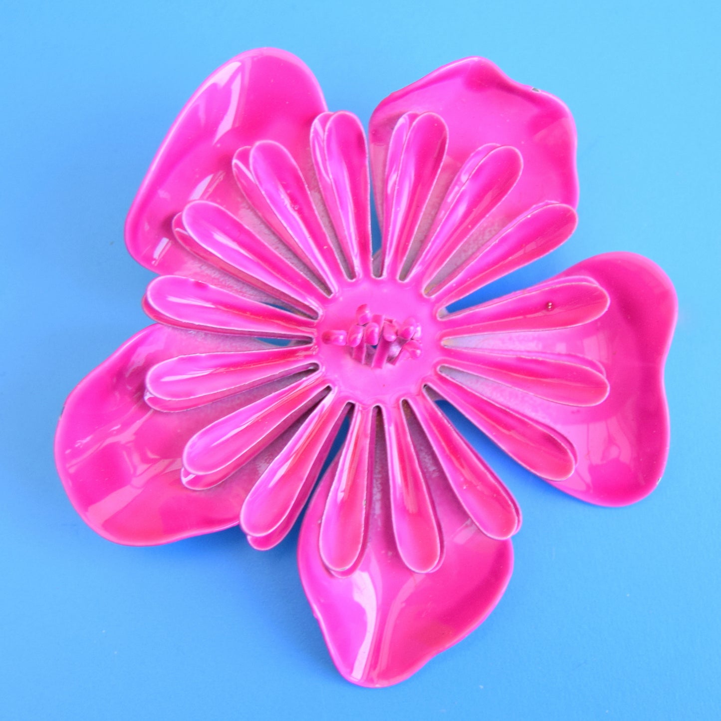 Vintage 1970s Enamel Brooch Pins - Flower Designs - Pink Mixed