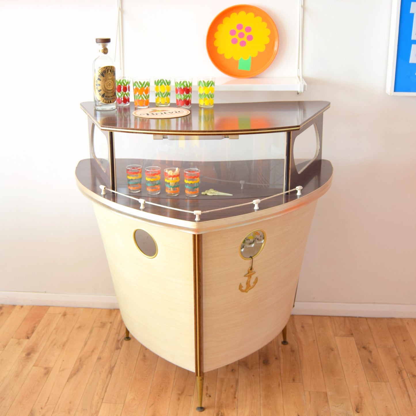 Vintage 1950s Kitsch Nautical Home Cocktail Bar - Boat