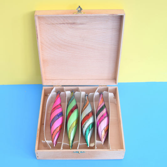 Vintage 1950s Glass Teardrop Christmas Baubles - Mixed by Pineapple Retro