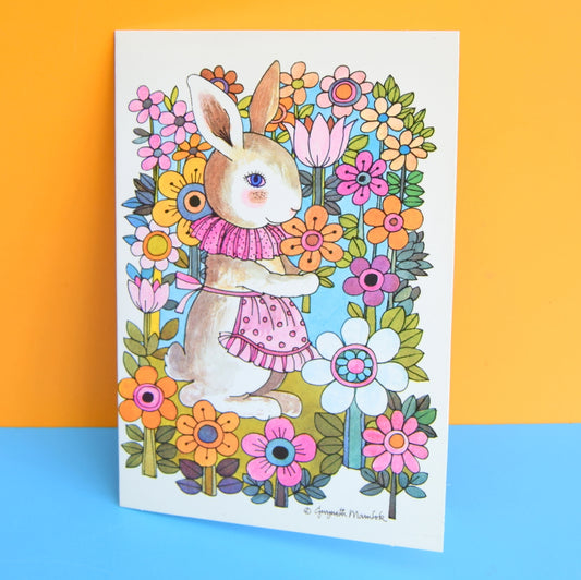Vintage 1970s Greeting Card - by Gwyneth Mamlok - Flower Bunny
