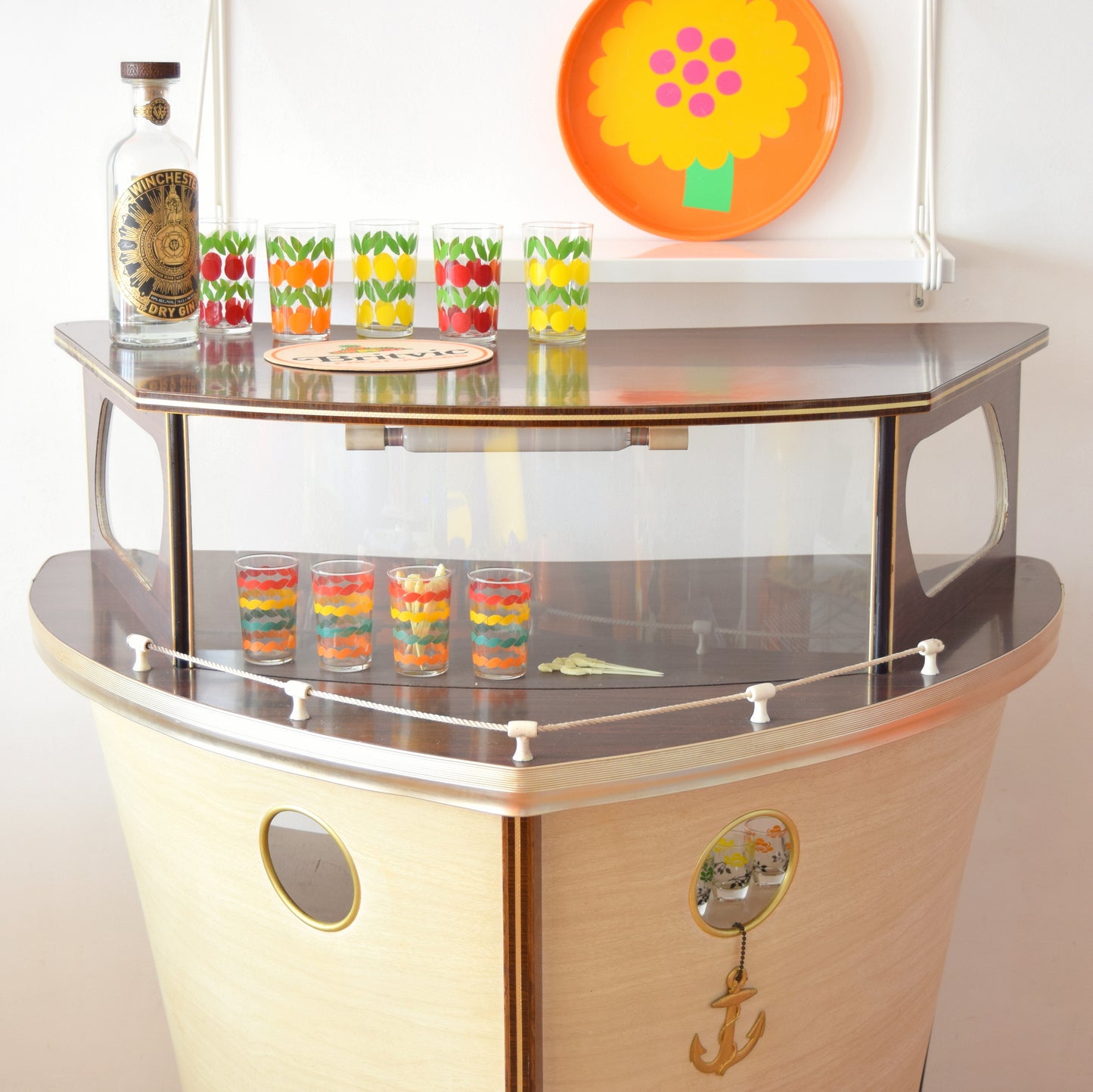 Vintage 1950s Kitsch Nautical Home Cocktail Bar - Boat
