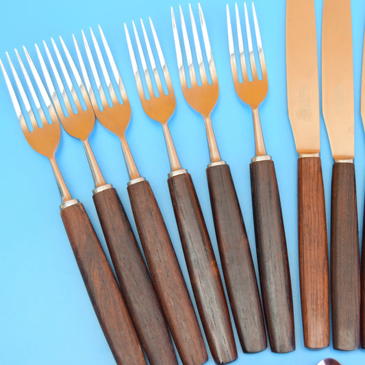 Vintage 1960s Thomas W Cork & Son Cutlery - Rosewood