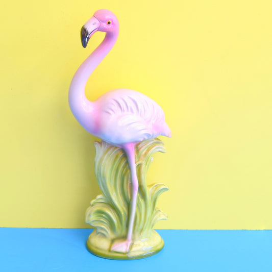 Vintage 1950s Kitsch Ceramic Flamingo Figure - Pink