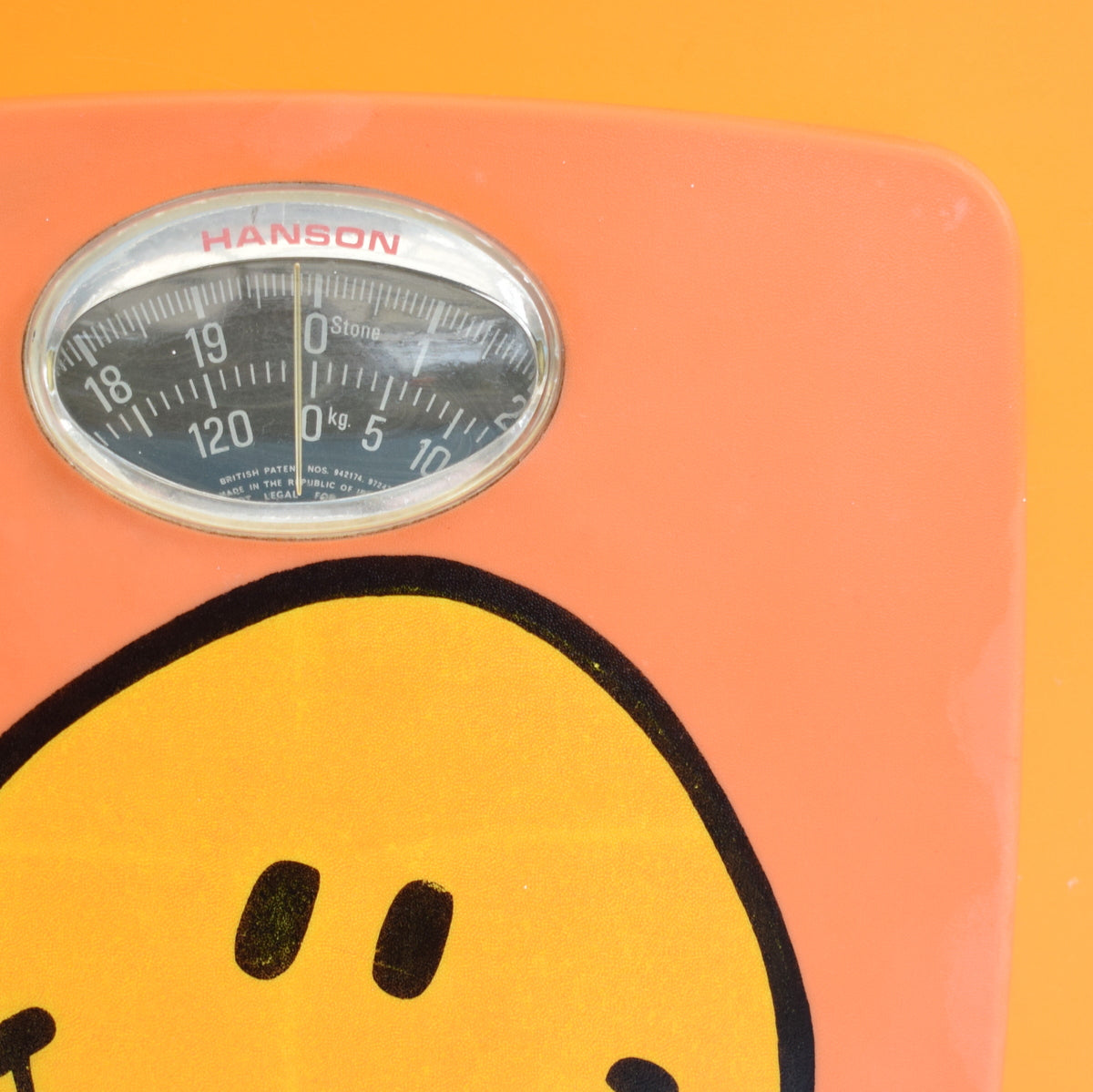 Vintage 1970s Bathroom Scales - Orange Happy Face