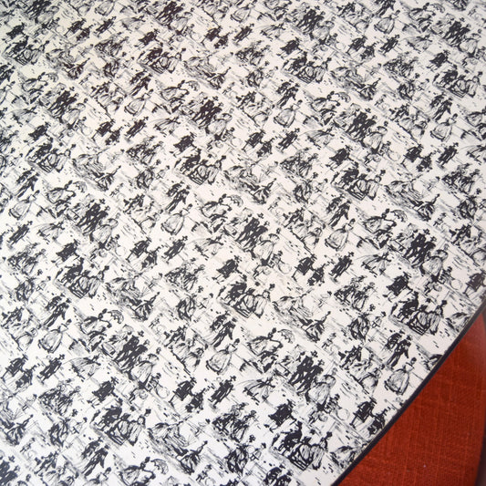 Vintage 1950s Oval Formica Table - Printed Formica - Monochrome
