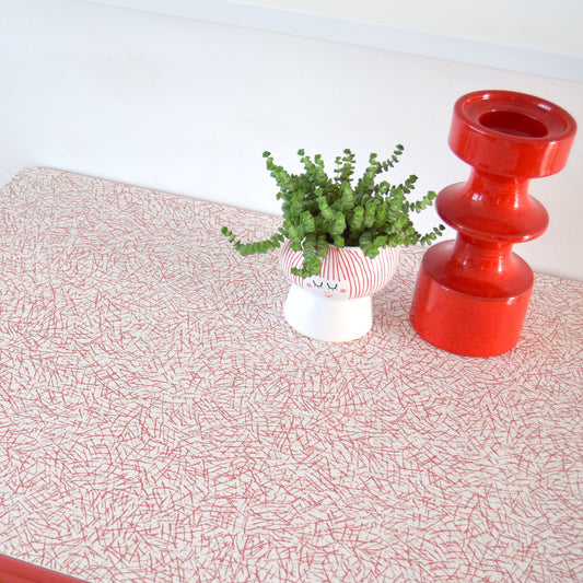 Vintage 1950s Extending Formica Table - Printed Formica - Red & Grey