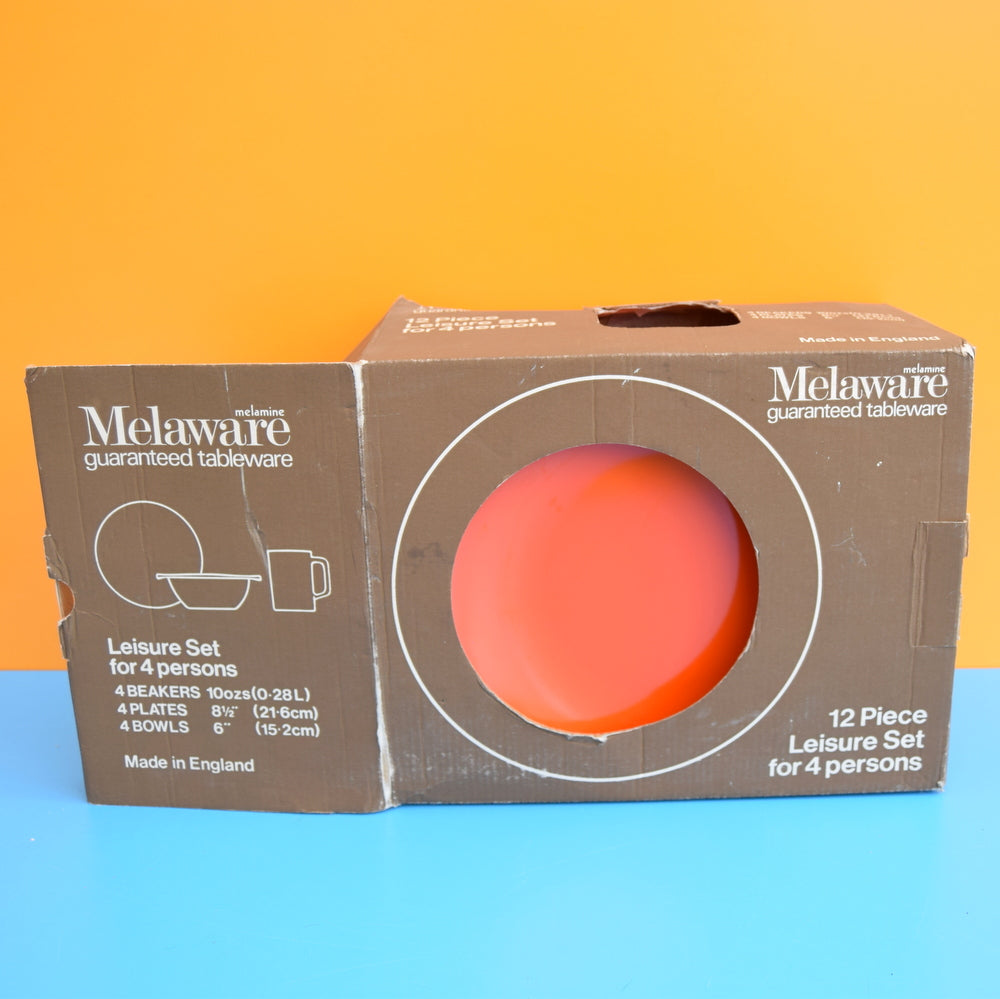 Vintage 1970s Vintage Melamine Plastic In Box - Orange