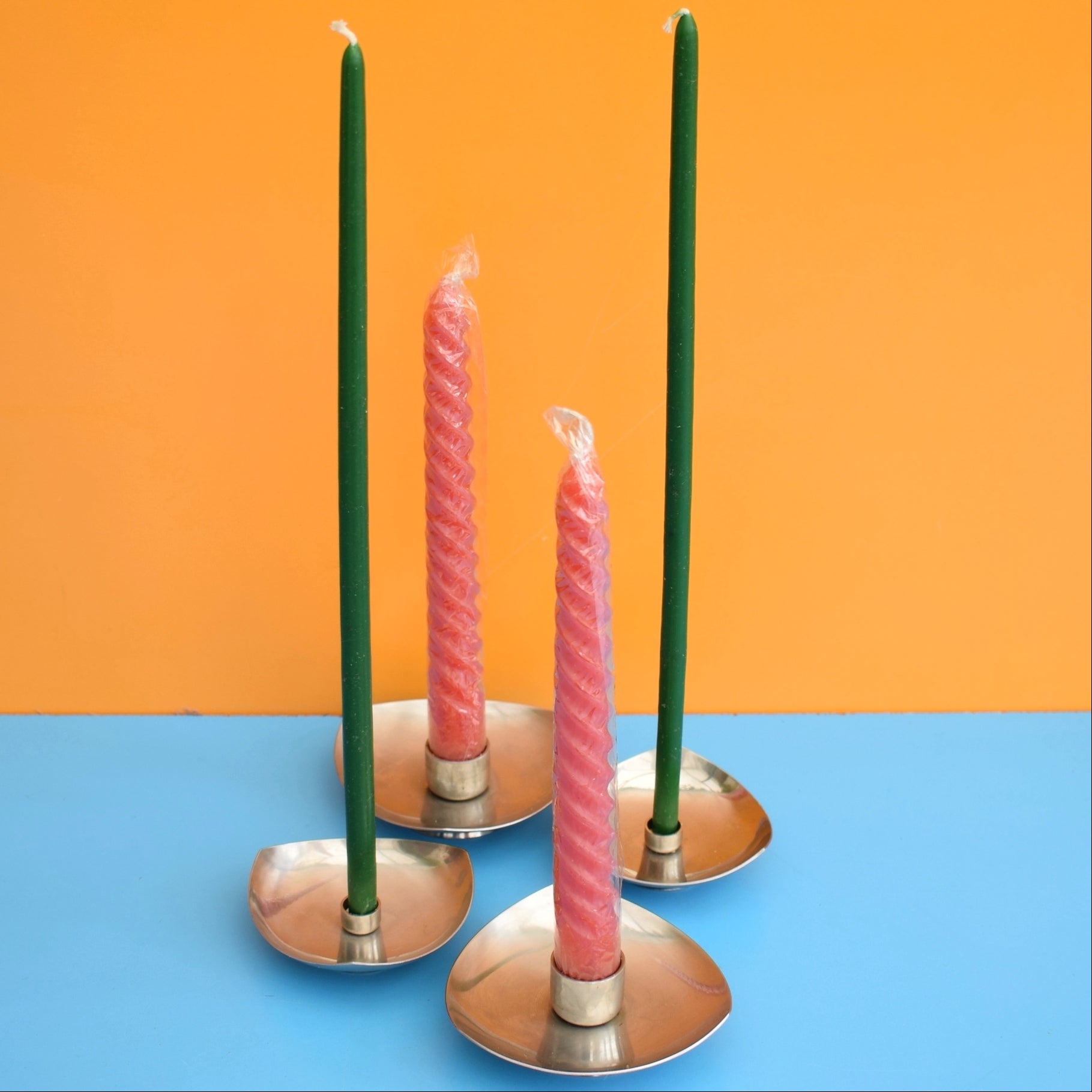 Vintage 1970s Stainless Steel Danish Candle Holders . by Pineapple Retro