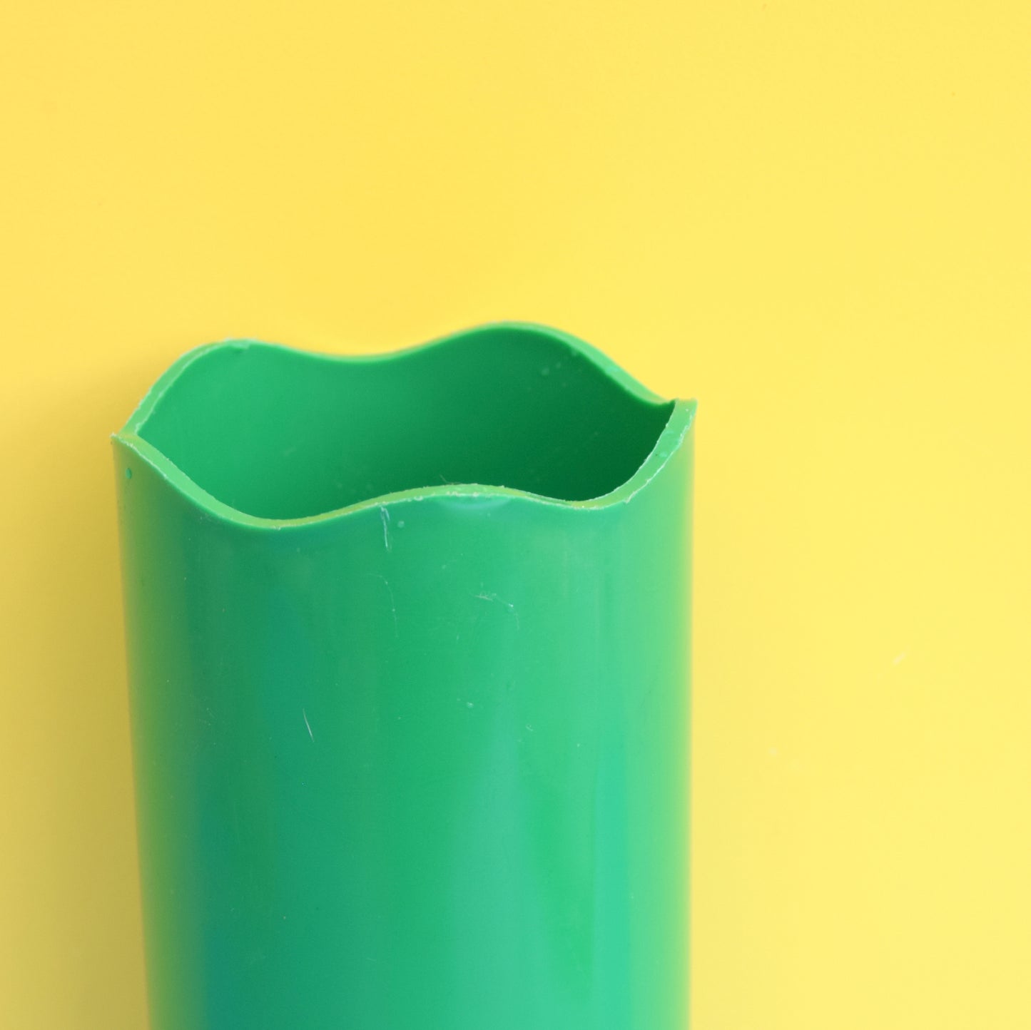 Vintage 1970s Plastic Wavy Tall Vase - LIC - Green