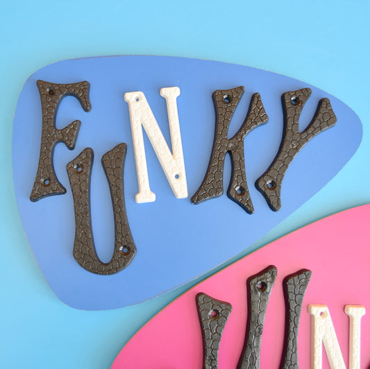 Vintage 1970s Formica / Plywood Wall Plaques / Signs - Funky Junk