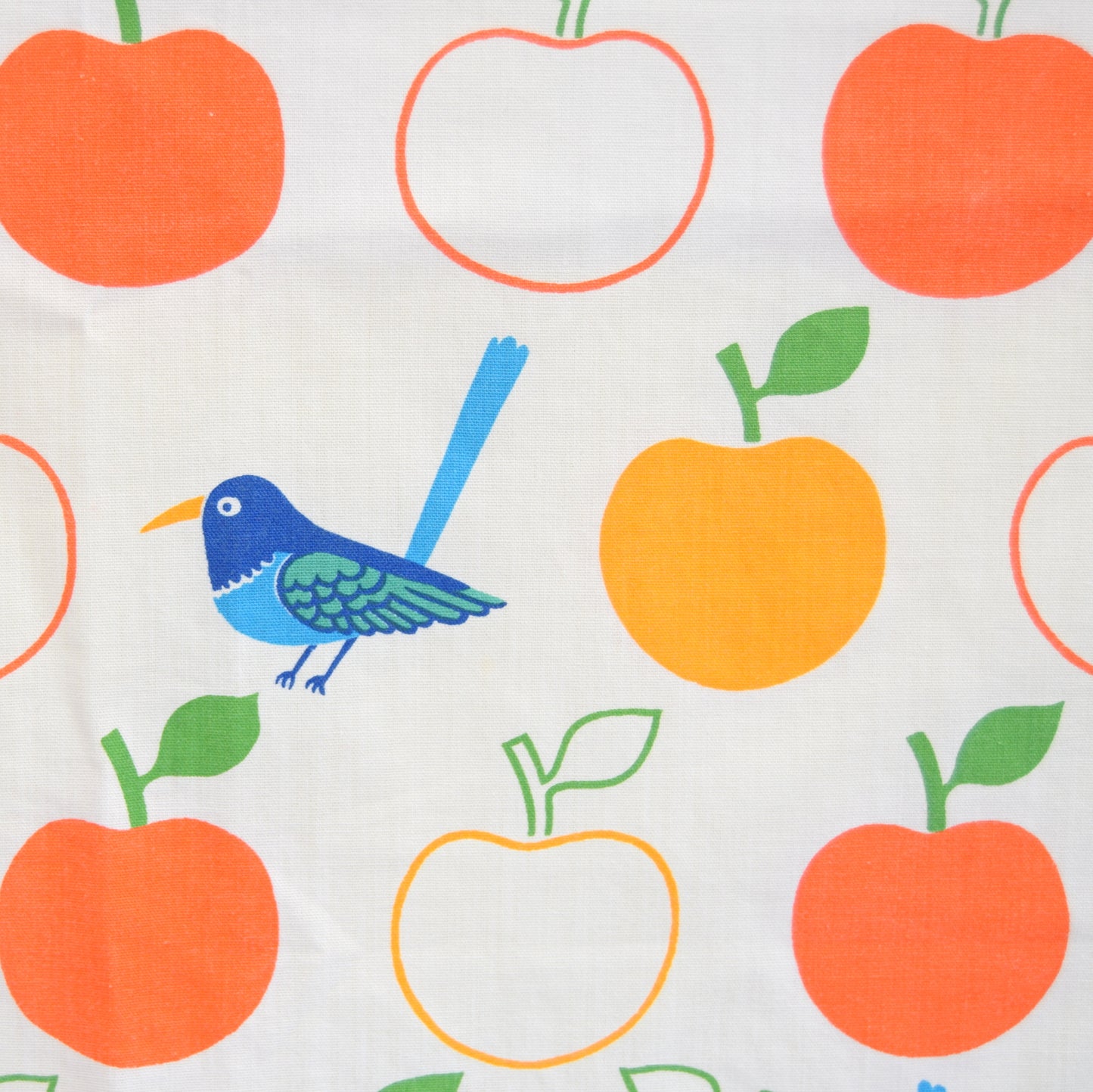 Vintage 1970s Fabric / Curtains - Jonelle - Orchard - Apples & Birds