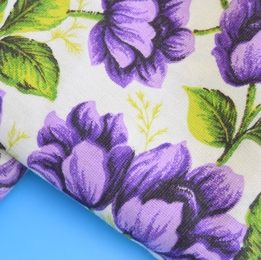 Vintage 1960s Synthetic Curtains - Flower Power - Purple