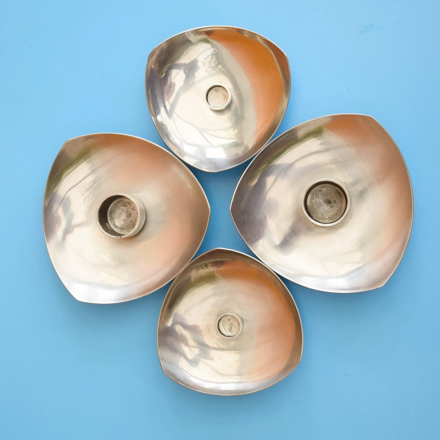 Vintage 1970s Stainless Steel Danish Candle Holders . by Pineapple Retro