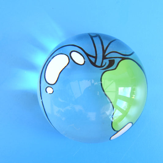 Vintage 1970s Unusual Domed Pop Art Paperweight - Apple