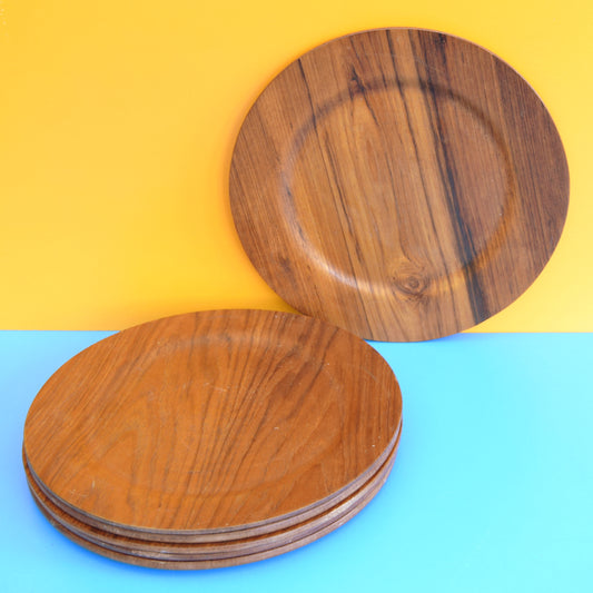Vintage 1960s Danish Teak Plates / Under Plates - Made in Denmark x6