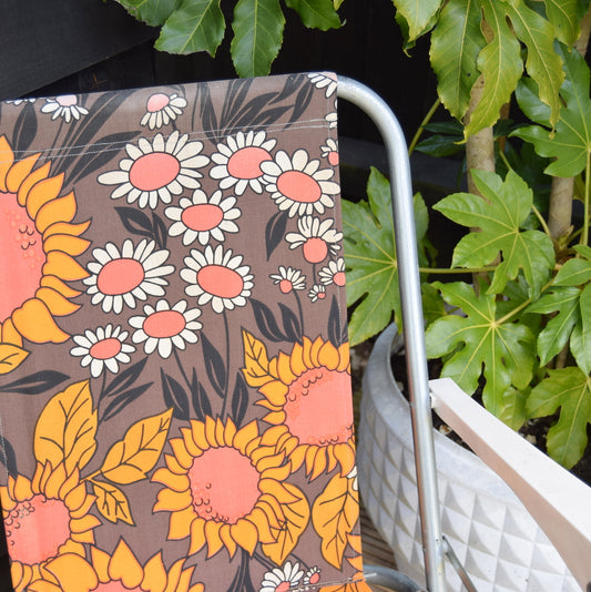 Vintage 1970s Folding Garden Chair - Sunflower Power - Orange