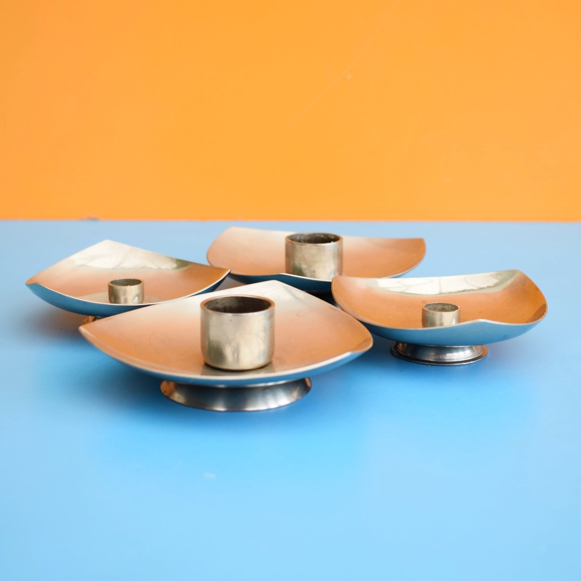 Vintage 1970s Stainless Steel Danish Candle Holders . by Pineapple Retro