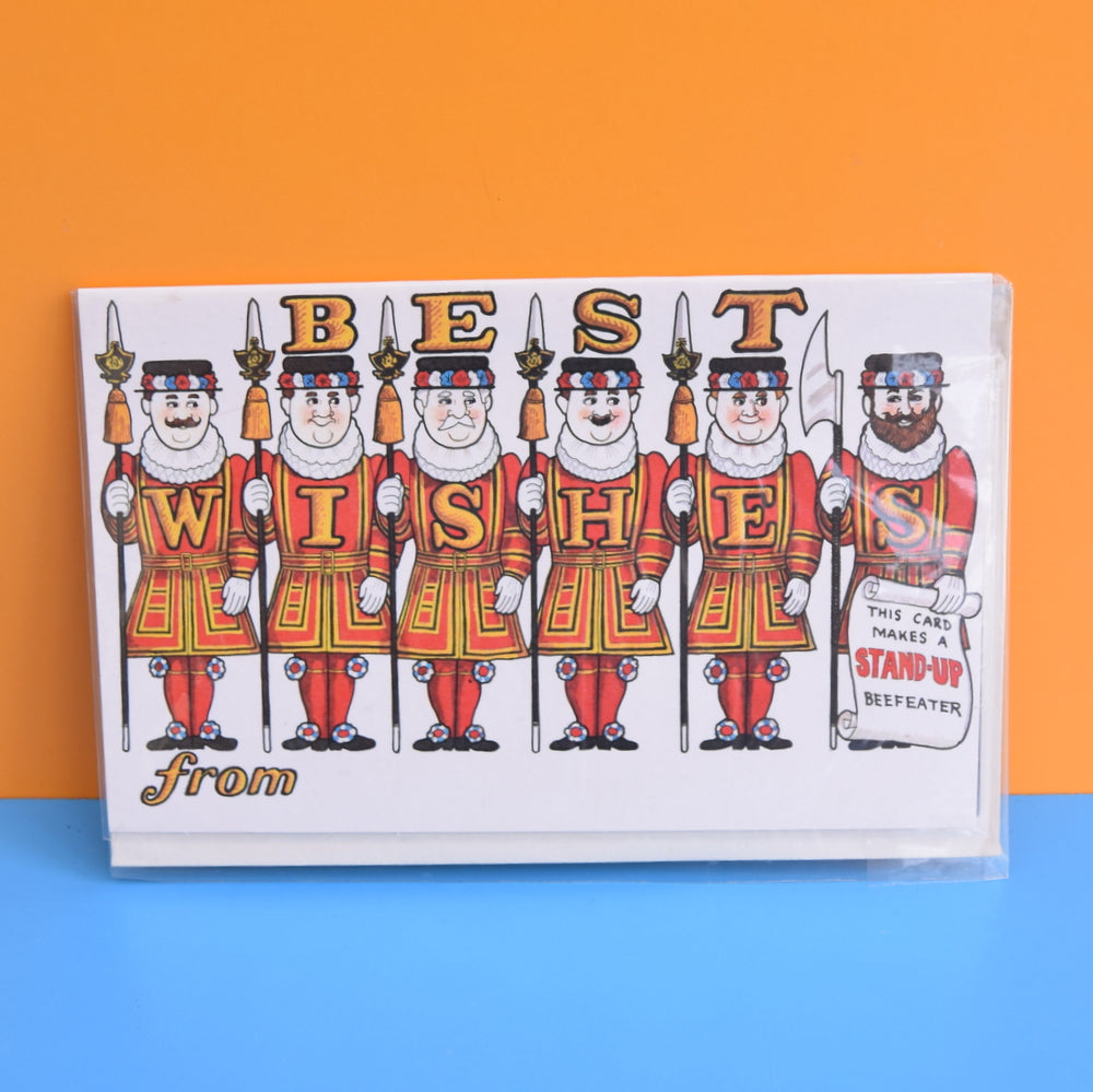 Vintage 1970s Greeting Card - Cut Out - Best Wishes - London Beefeater