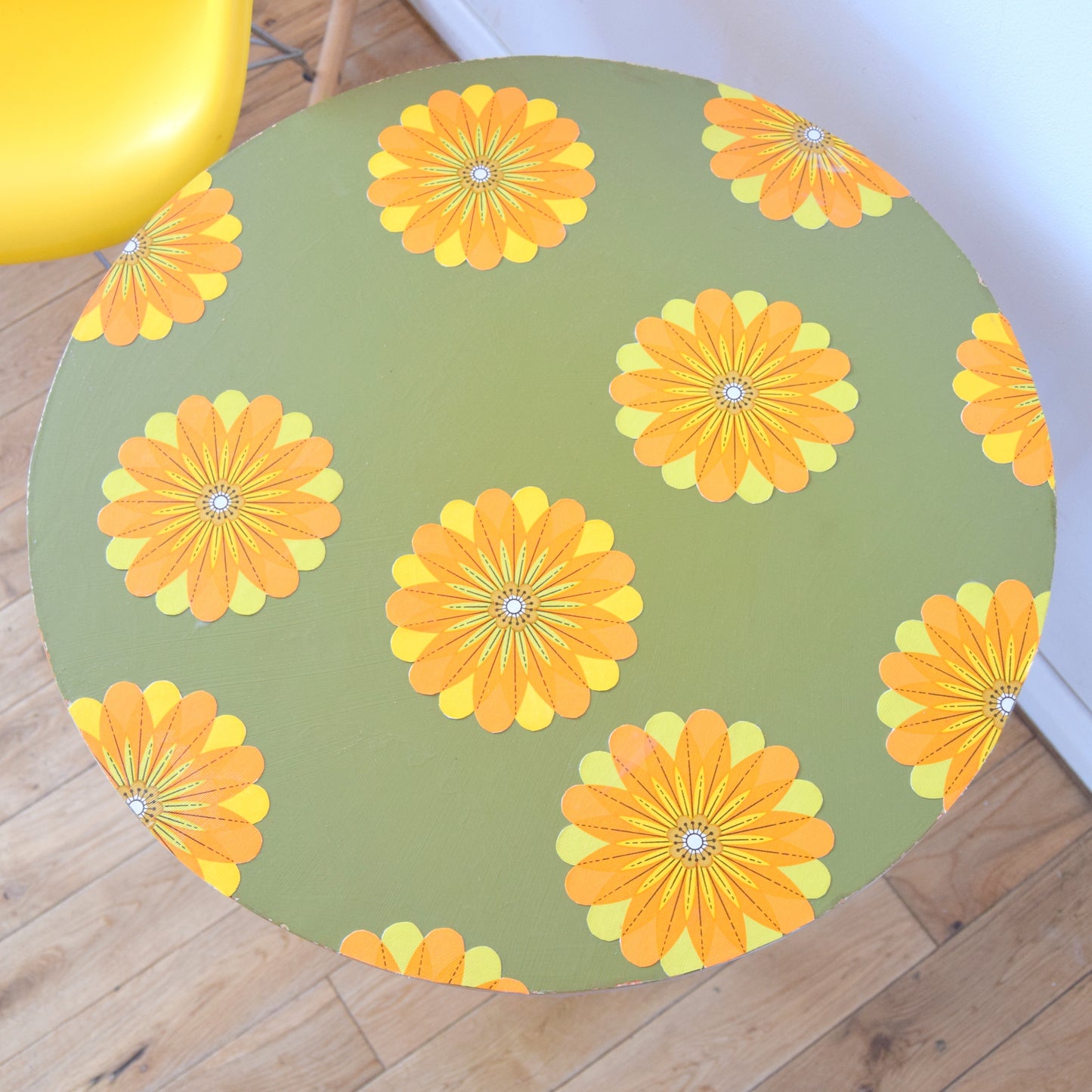 Vintage 1960s Chrome Side / Coffee Table - Flower Power