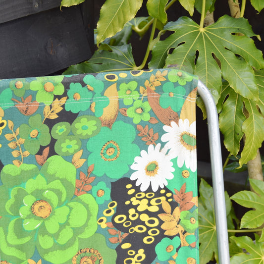 Vintage 1970s Folding Garden Chair - Flower Power - Green (2 Available)