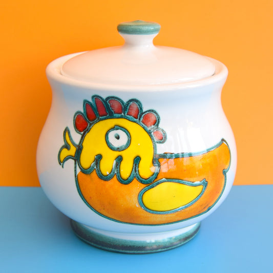 Vintage 1950s Italian Ceramic Lidded Pot - Chicken Design