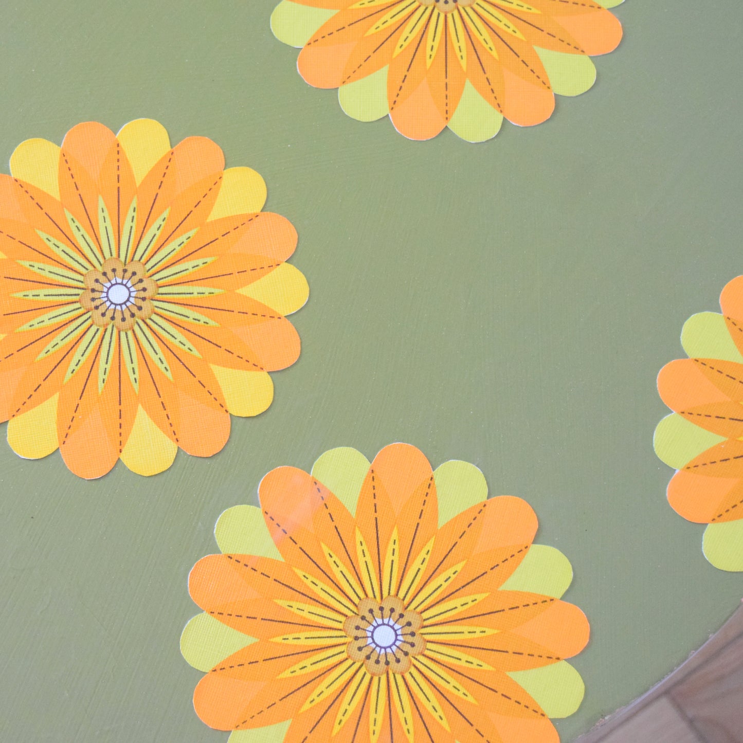 Vintage 1960s Chrome Side / Coffee Table - Flower Power