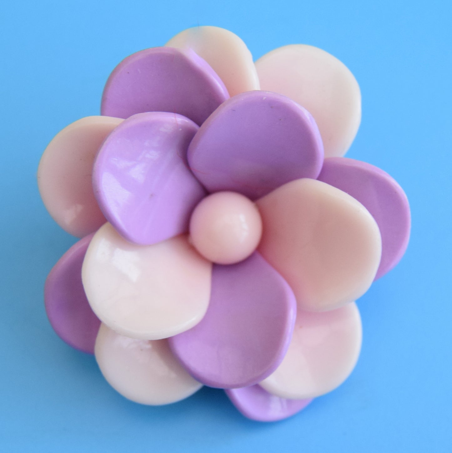 Vintage 1970s Enamel Brooch Pins - Flower Designs - Purples Mixed