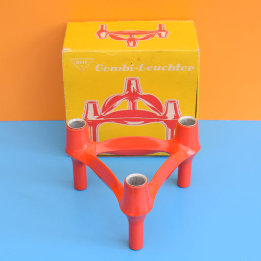 Vintage 1960s Plastic Stacking Candle Holder BMF - German - Orange