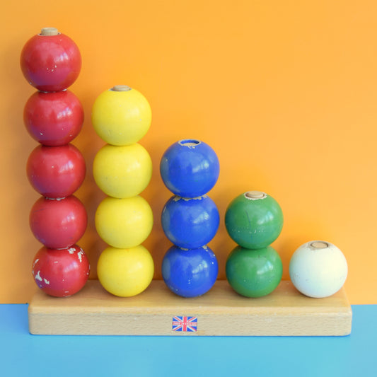 Vintage 1960s Escor Wooden Stacking Balls - Rainbow by Pineapple Retro