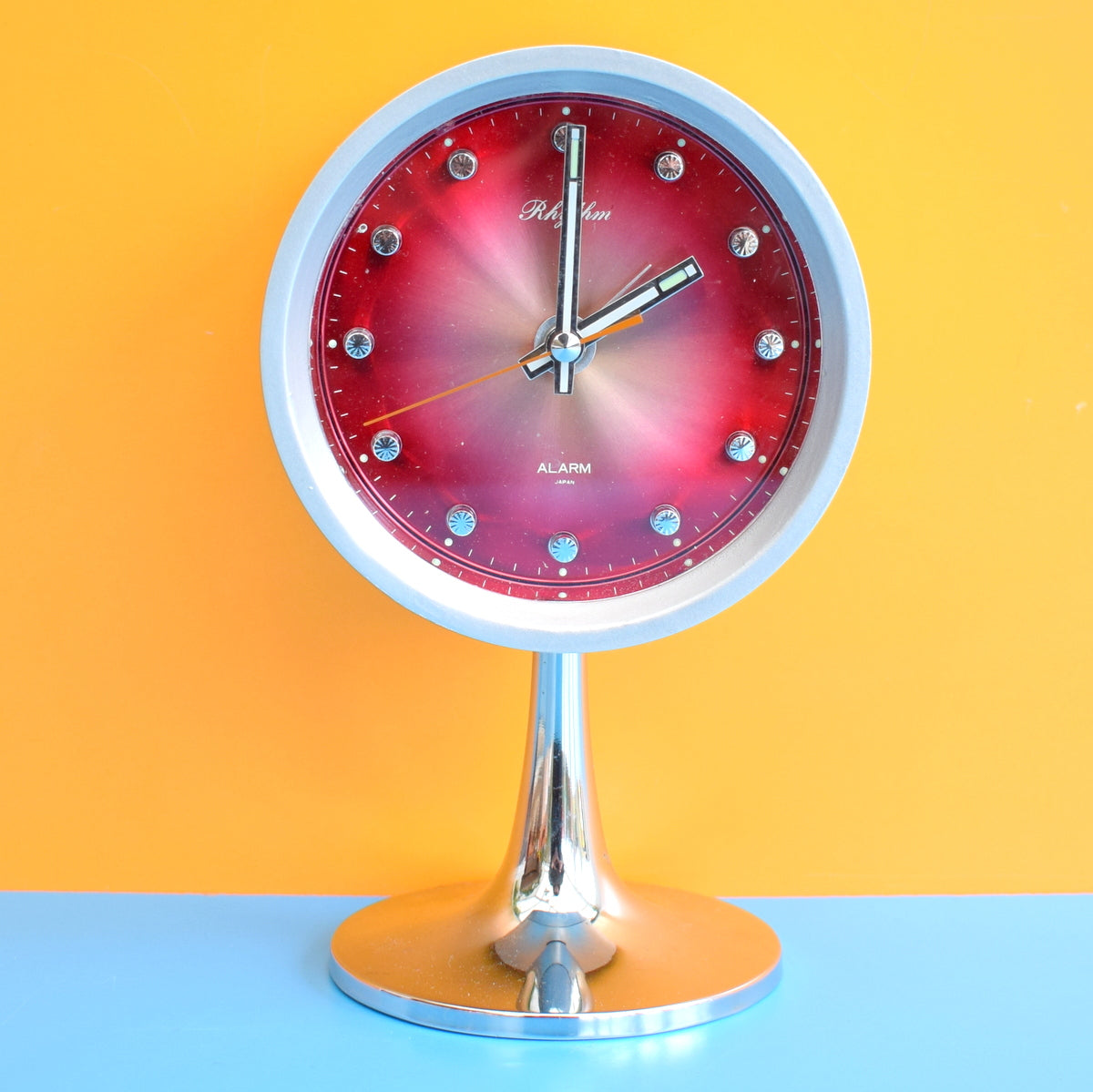 Vintage 1960s Pedestal Alarm Clock - Red