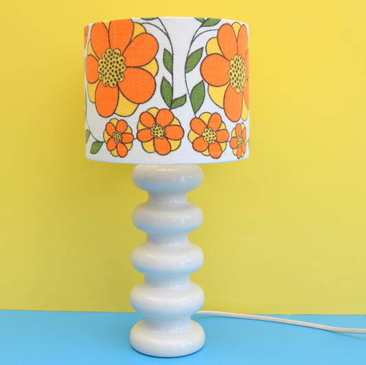 Vintage 1960s Doulton Lamp & Taunton Vale Shade - Flower Power - Orange by Pineapple Retro