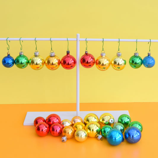 Vintage Mixed Glass Christmas Bauble Decorations - Rainbow
