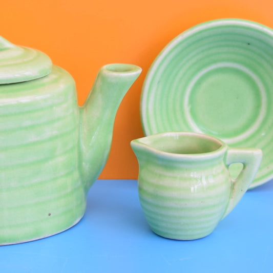 Vintage 1950s Dolls China Teapot / Jug - Green
