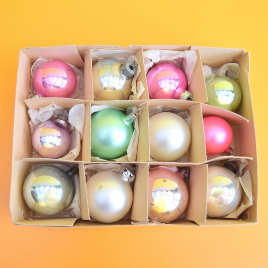 Vintage 1960s Glass Christmas Bauble Decorations - Unicorn Colours