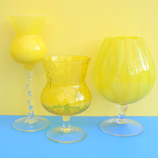 Vintage 1960s Italian Glass Brandy Balloons - Yellow