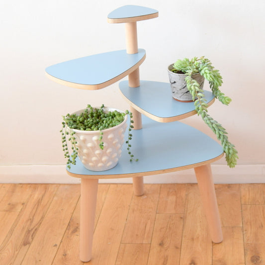 Vintage Formica Tiered Plant Stand / Table - Pale Blue Formica Tops