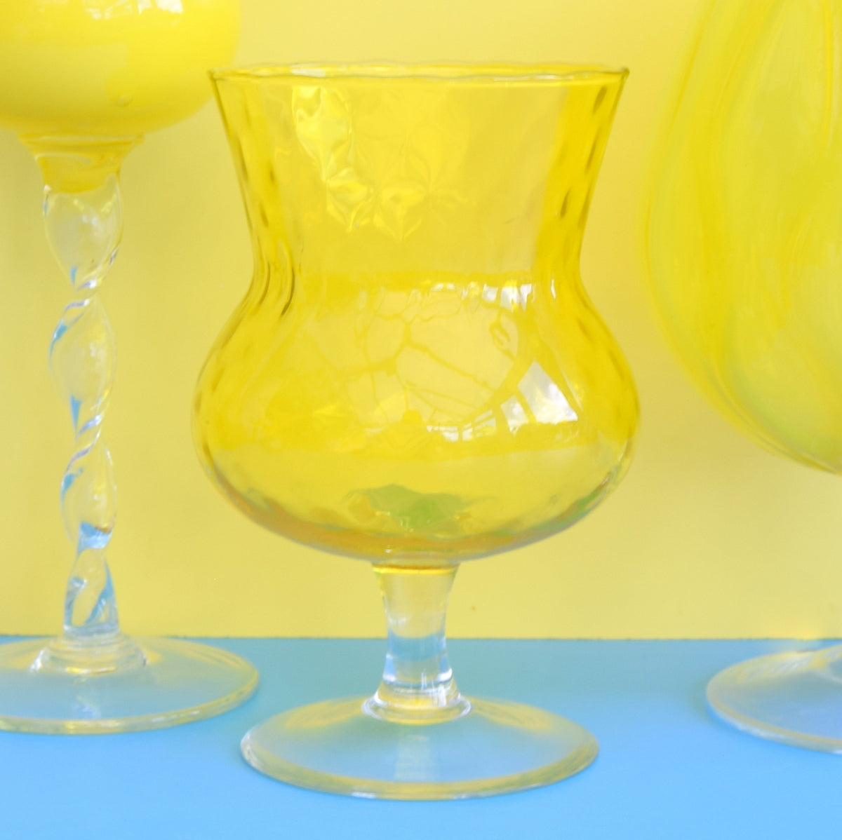 Vintage 1960s Italian Glass Brandy Balloons - Yellow