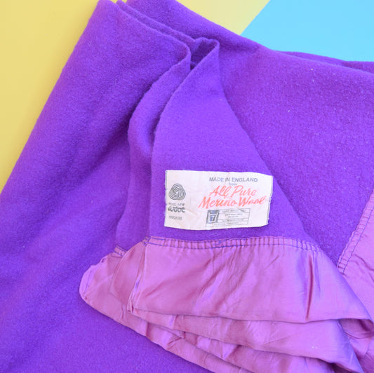 Vintage 1960s Merino Wool Blanket / Throw - Vibrant Purple