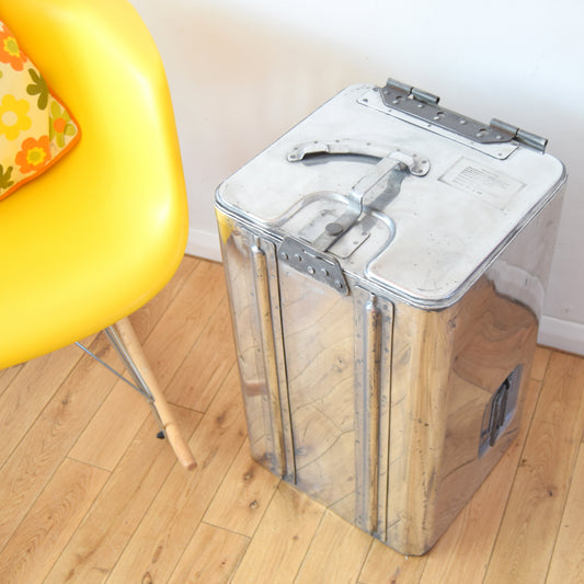 Vintage 1960s Aluminium Aircraft Catering Box - Great Laundry Bin
