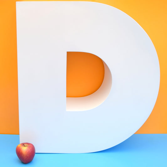 Large Retro Handmade Unique Letter D - White Gloss