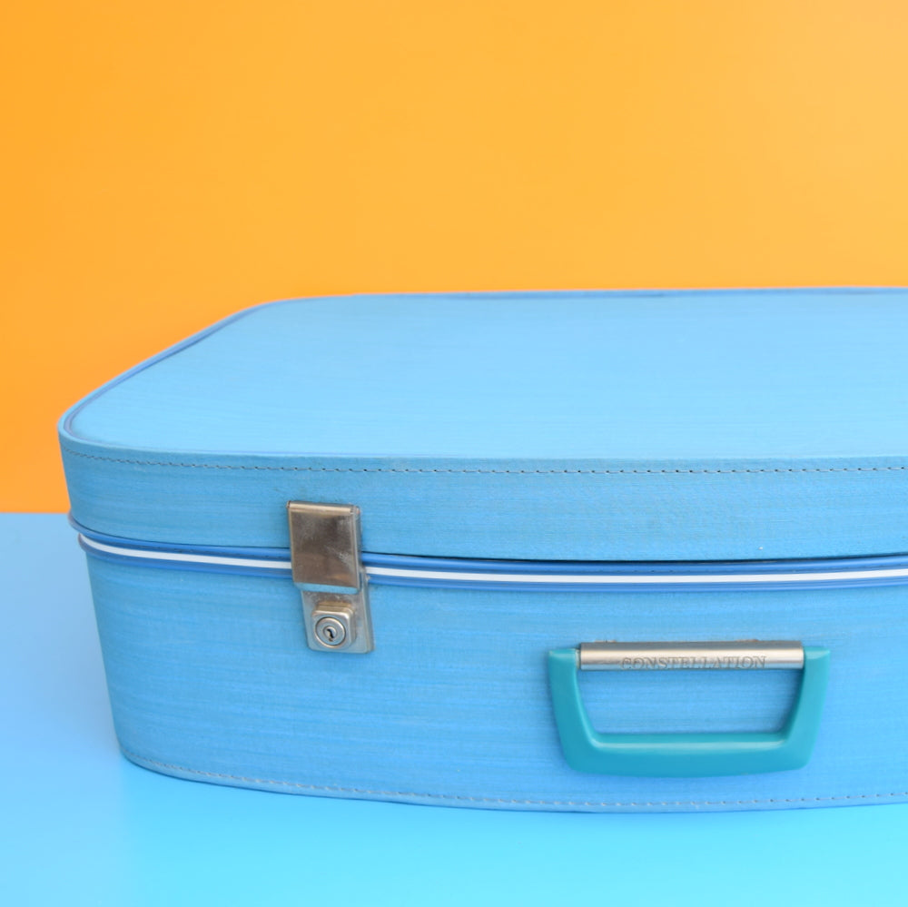 Vintage 1960s Large Suitcase - Turquoise Blue