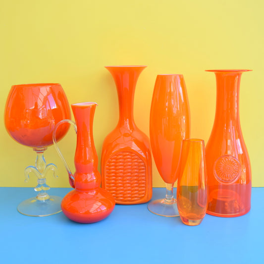 Vintage 1960s Italian Glass Vases - Orange