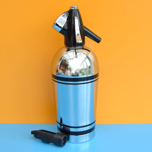 Vintage 1950s Soda Syphon & Key - Chrome / Black