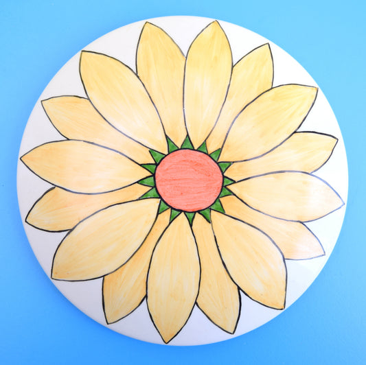 Vintage 1990s Ceramic Pot With Lid - Flower Power - Yellow